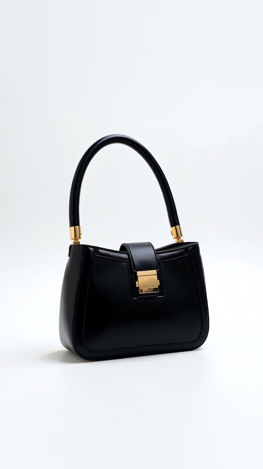 Black Shoulder Bag for Women – Elegant PU Leather with Gold Hardware, Structured Design and Spacious Interior 0