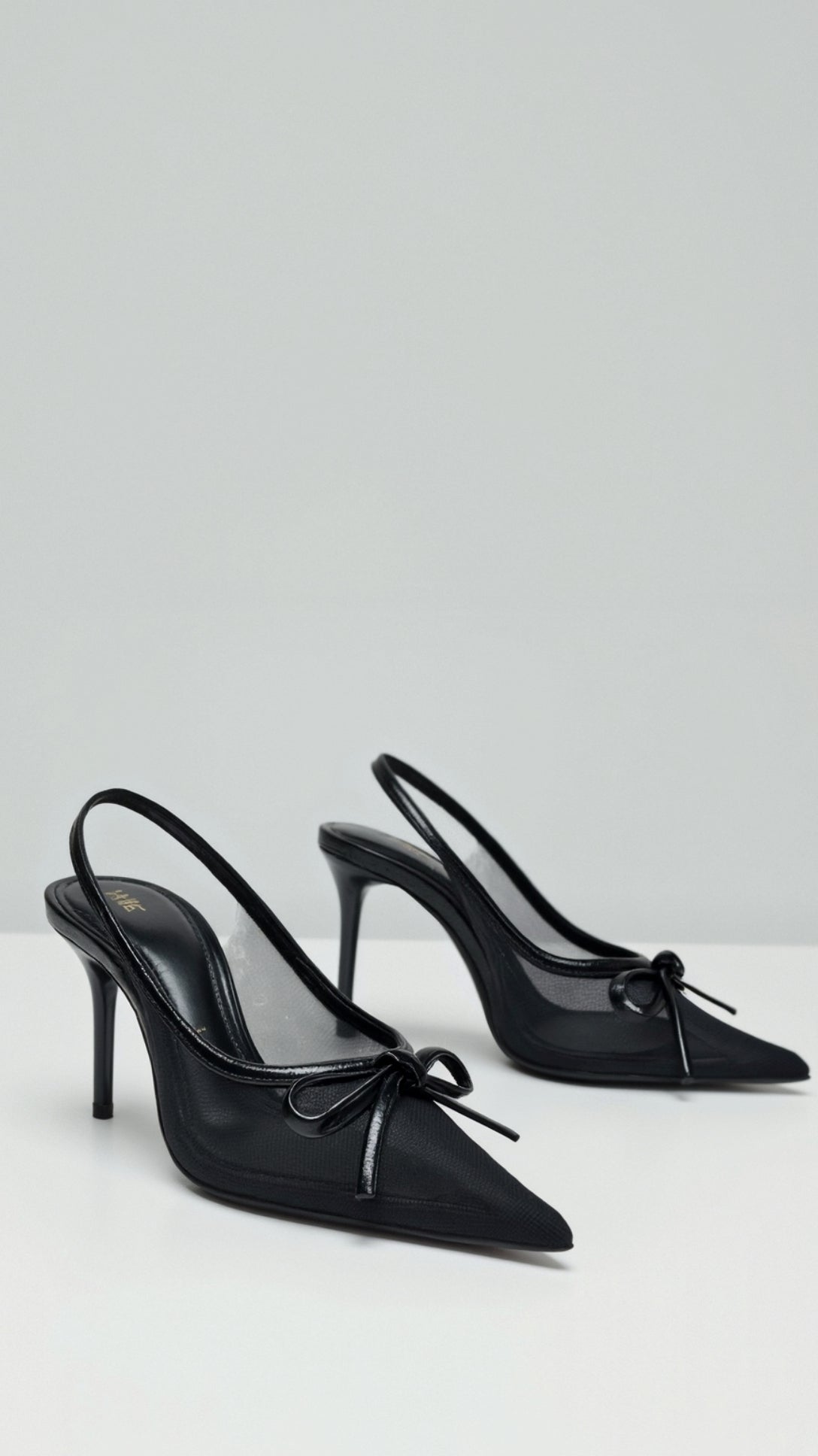 Black Slingback Pumps for Women with Pointed Toe and Bow Detail – Elegant High Heels for Office Wear 2