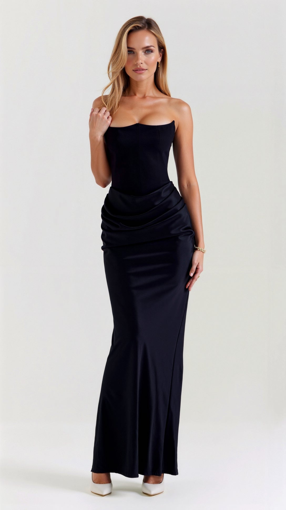 Elegant Strapless Black Maxi Dress for Women with Mermaid Silhouette and Fitted Bodice – Long Dress for Special Occasions 0