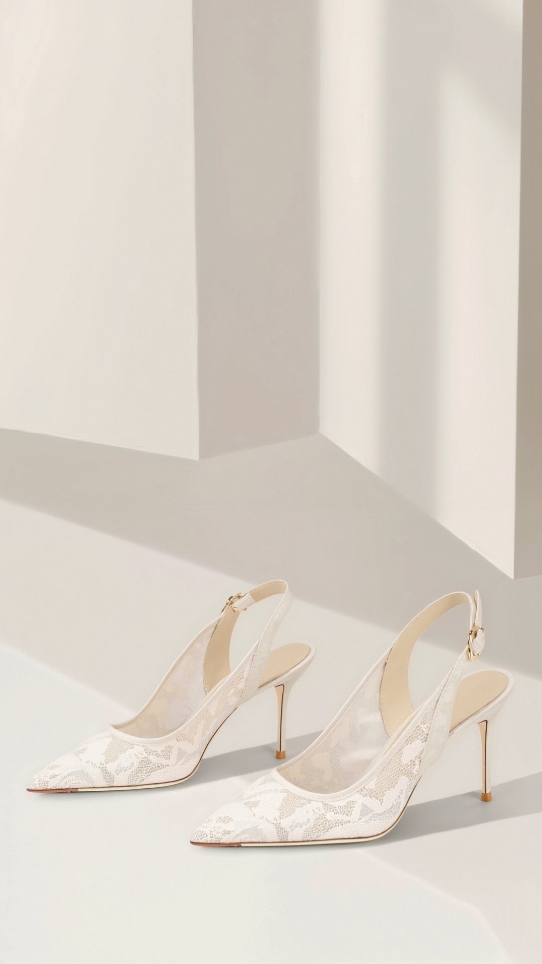 Elegant White Slingback Sandals with Floral Lace Design and Stiletto Heel – Perfect for Special Occasions 2
