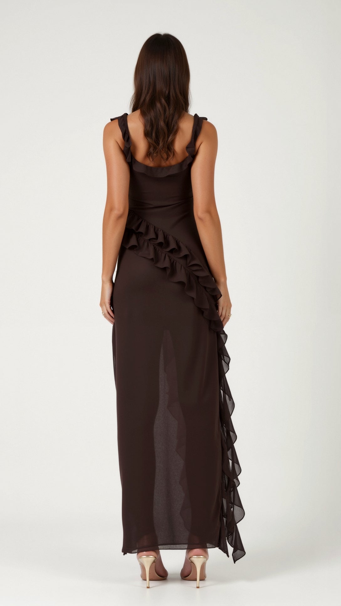 Floral Maxi Dress for Women with Cascading Ruffles and Thigh-High Slit – Elegant Long Dress for Special Occasions 1