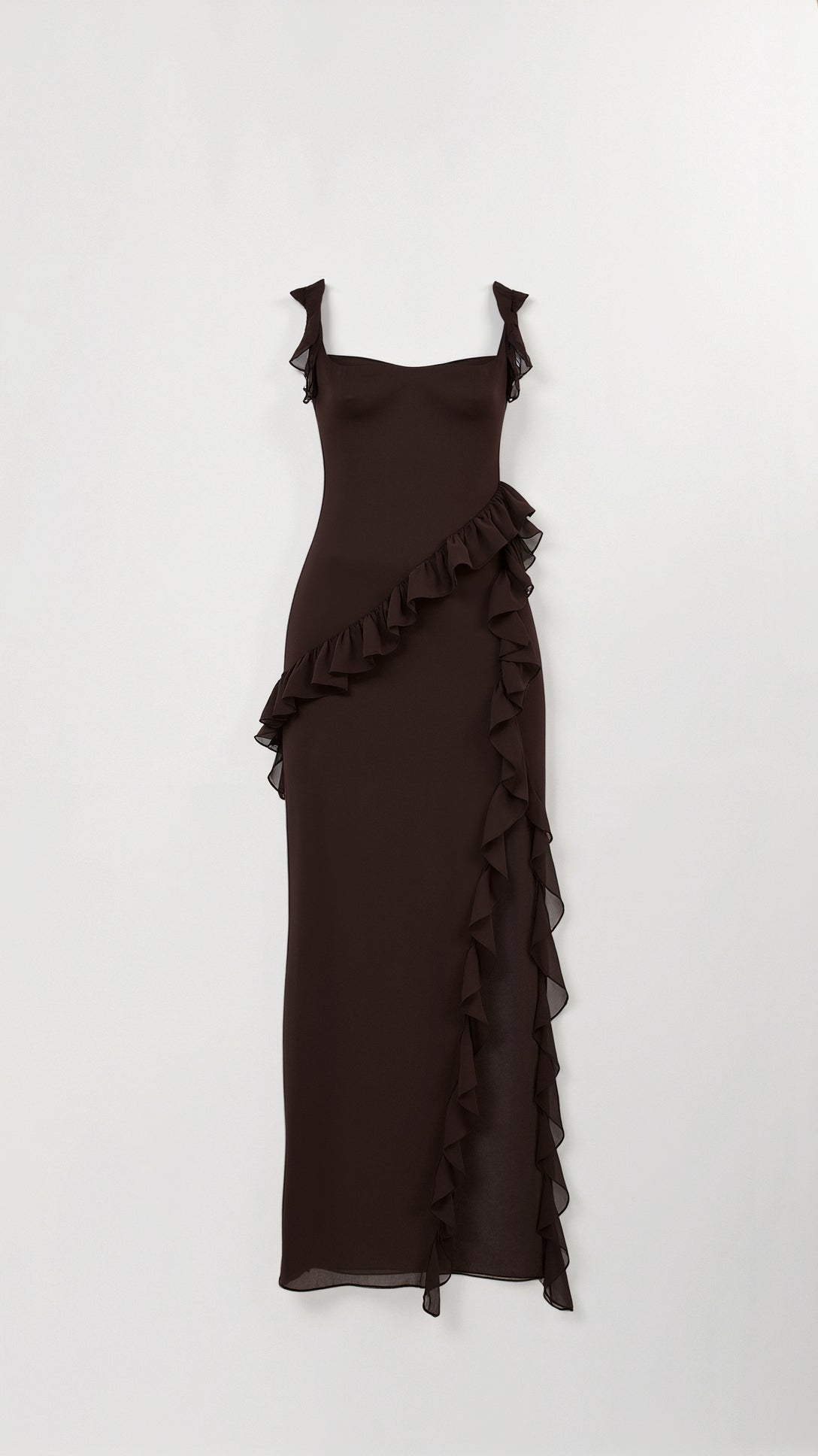 Floral Maxi Dress for Women with Cascading Ruffles and Thigh-High Slit – Elegant Long Dress for Special Occasions 2