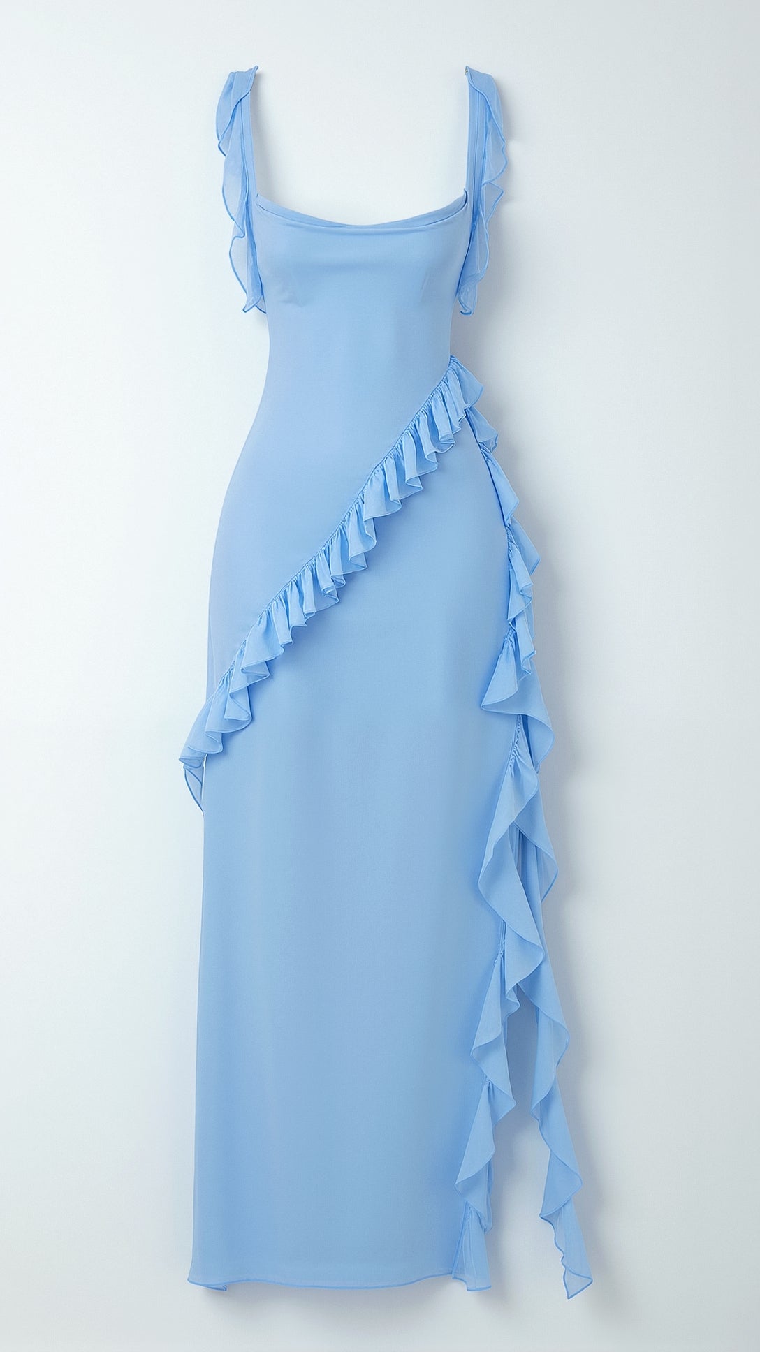 Floral Maxi Dress for Women with Cascading Ruffles and Thigh-High Slit – Elegant Long Dress for Special Occasions 5
