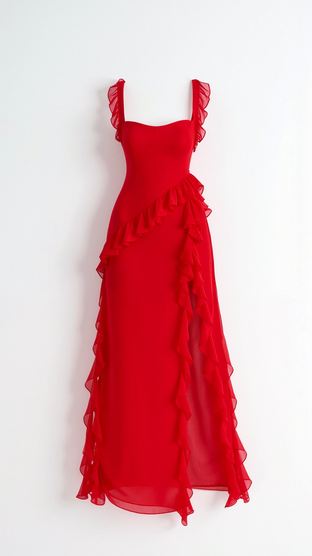 Floral Maxi Dress for Women with Cascading Ruffles and Thigh-High Slit – Elegant Long Dress for Special Occasions 8