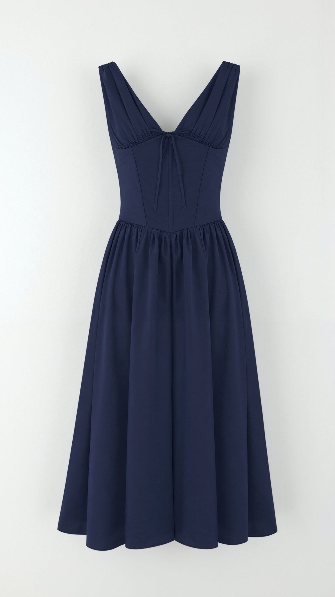 Jade Lace-Up Midi Dress for Women – Elegant A-Line Summer Dress with Ruched Bustier and Sweetheart Neckline 2