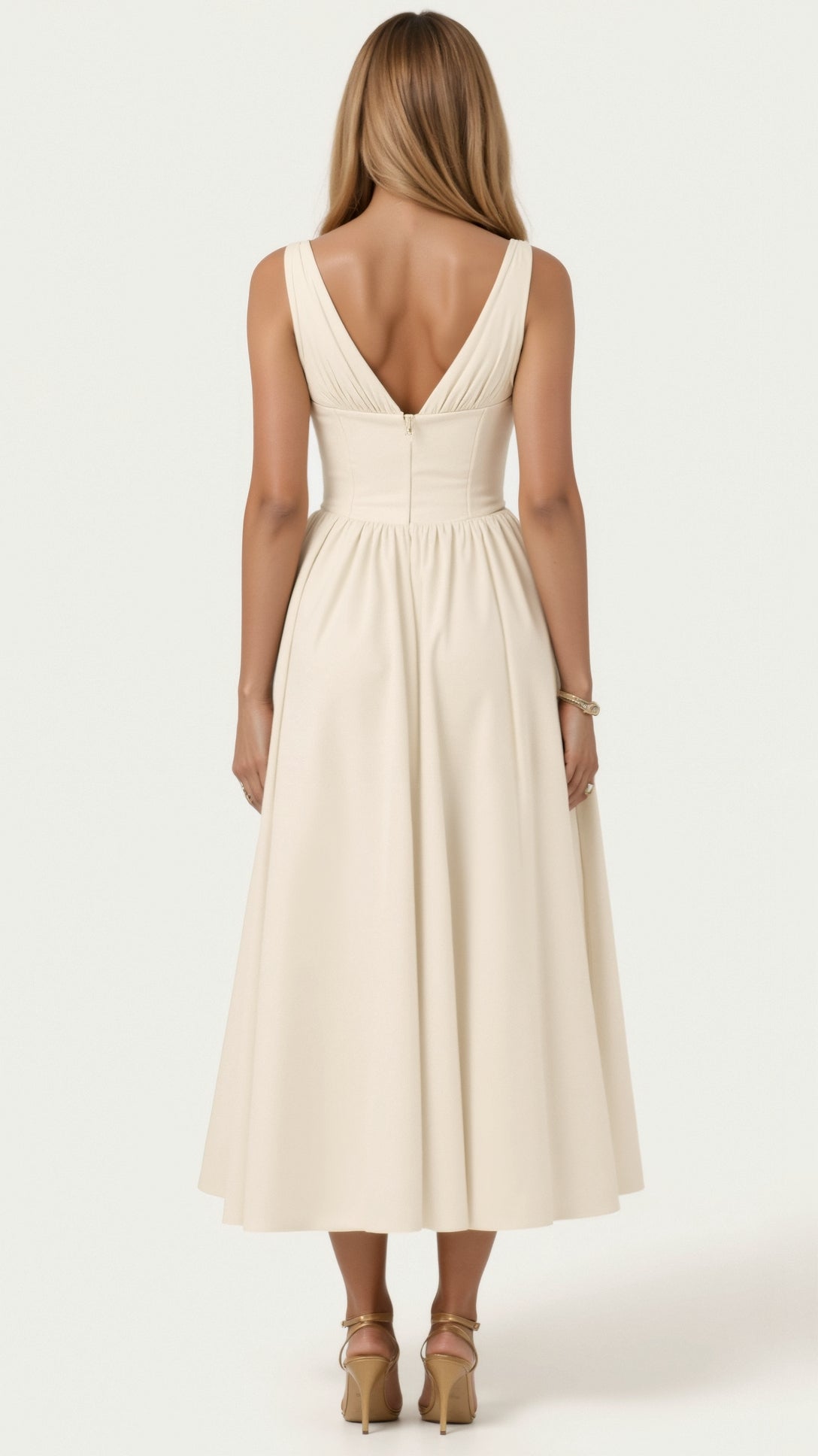 Jade Lace-Up Midi Dress for Women – Elegant A-Line Summer Dress with Ruched Bustier and Sweetheart Neckline 7