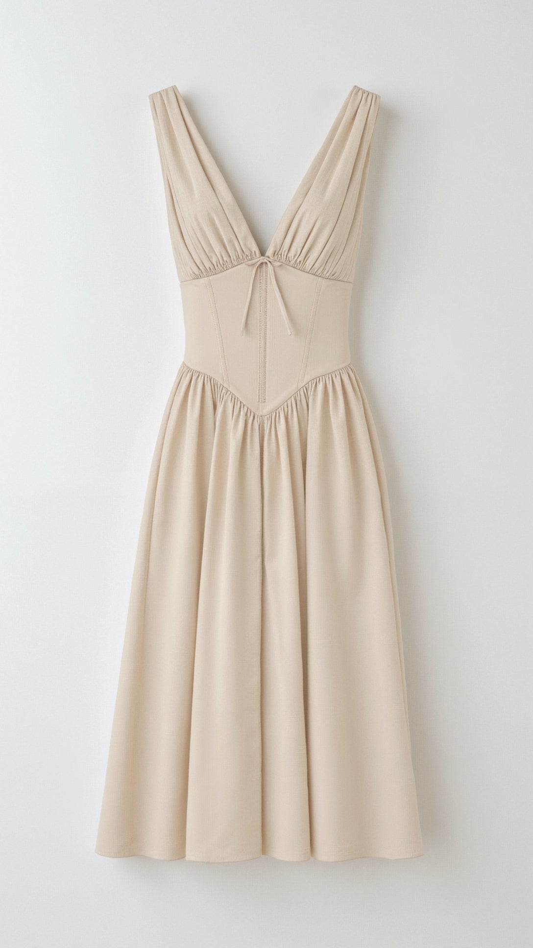 Jade Lace-Up Midi Dress for Women – Elegant A-Line Summer Dress with Ruched Bustier and Sweetheart Neckline 8