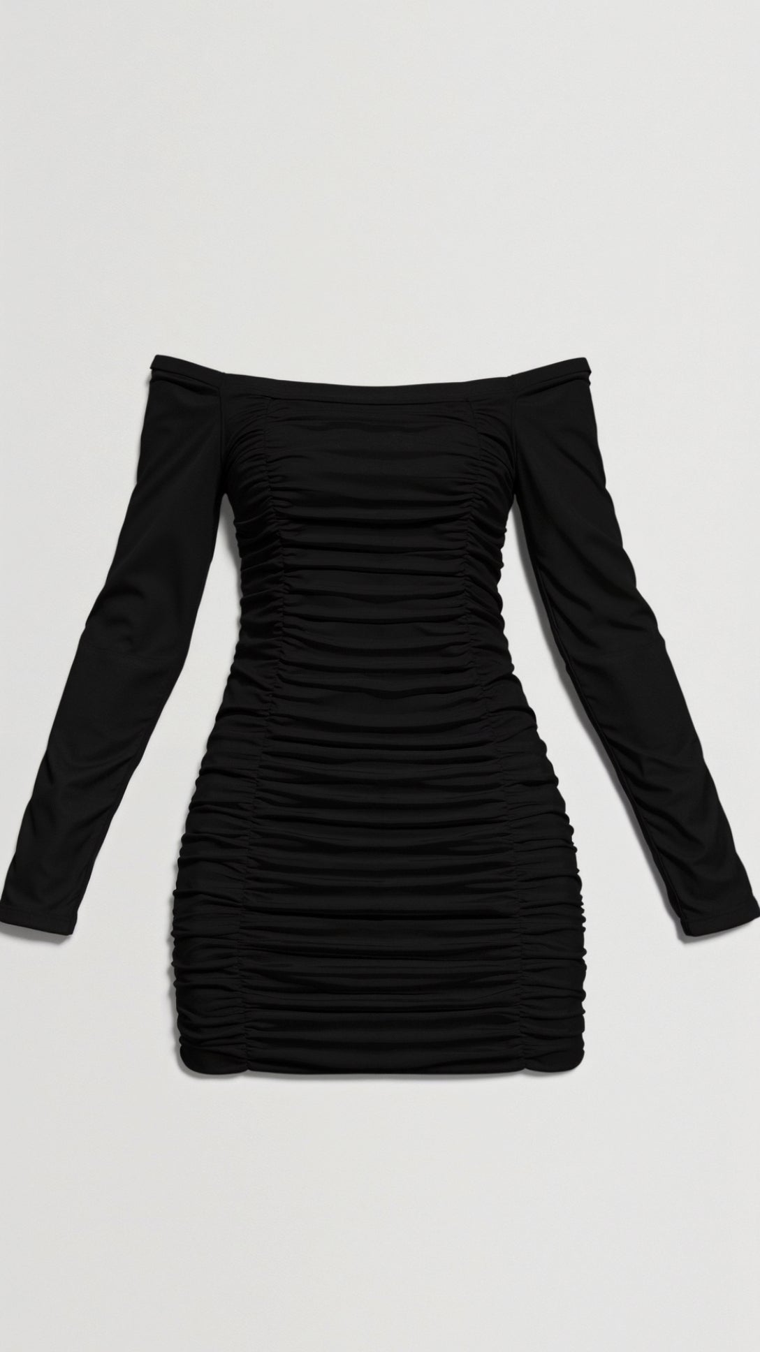Off-the-Shoulder Black Mini Dress for Women, Fitted Long Sleeve Cocktail Dress, Elegant and Flattering Design 5