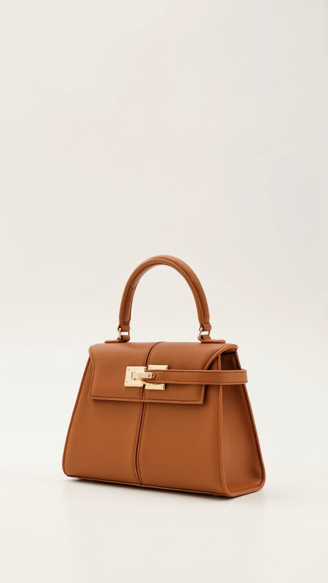 Structured Handbag in Premium PU Leather with Twist Lock Closure – Elegant Top Handle Bag for Versatile Style 3